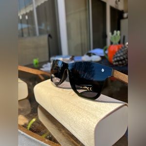 AYDN Unisex Polarized Mirror Sunglasses, Wooden Temple, Black